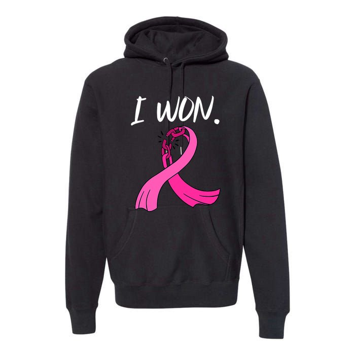 I Won Survivor Breast Cancer Awareness Support Mom Wife Premium Hoodie