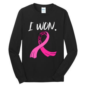 I Won Survivor Breast Cancer Awareness Support Mom Wife Tall Long Sleeve T-Shirt