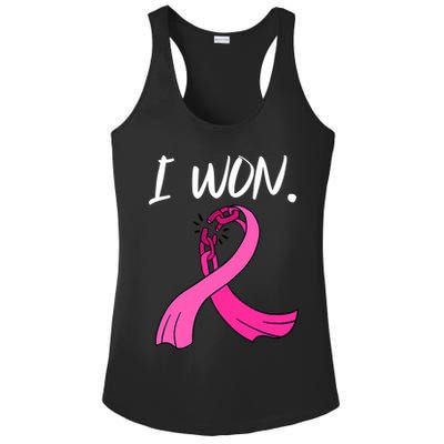 I Won Survivor Breast Cancer Awareness Support Mom Wife Ladies PosiCharge Competitor Racerback Tank