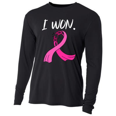 I Won Survivor Breast Cancer Awareness Support Mom Wife Cooling Performance Long Sleeve Crew