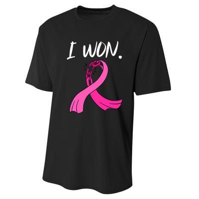 I Won Survivor Breast Cancer Awareness Support Mom Wife Performance Sprint T-Shirt