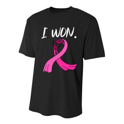 I Won Survivor Breast Cancer Awareness Support Mom Wife Youth Performance Sprint T-Shirt