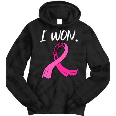 I Won Survivor Breast Cancer Awareness Support Mom Wife Tie Dye Hoodie