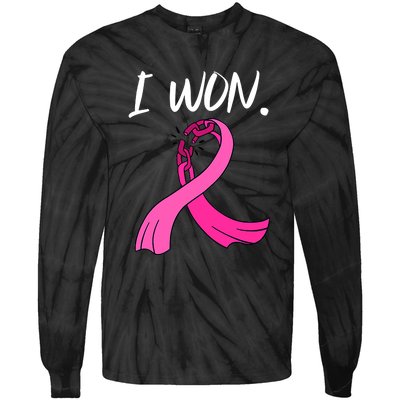 I Won Survivor Breast Cancer Awareness Support Mom Wife Tie-Dye Long Sleeve Shirt