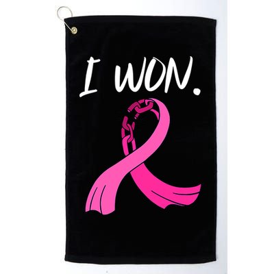 I Won Survivor Breast Cancer Awareness Support Mom Wife Golf Towel