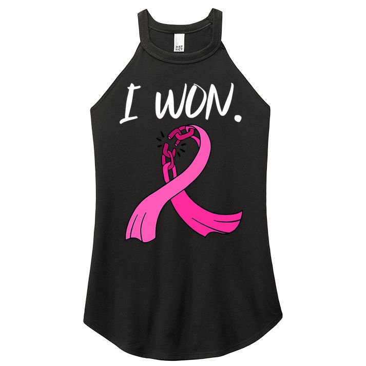 I Won Survivor Breast Cancer Awareness Support Mom Wife Women's Perfect Tri Rocker Tank