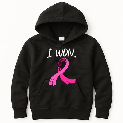I Won Survivor Breast Cancer Awareness Support Mom Wife Kids Hoodie