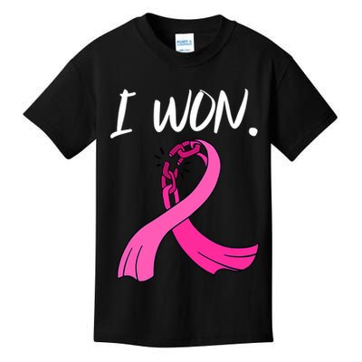 I Won Survivor Breast Cancer Awareness Support Mom Wife Kids T-Shirt