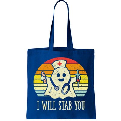 I Will Stab You Nurse Ghost Scrub Halloween For Nurses Rn Cute Gift Tote Bag