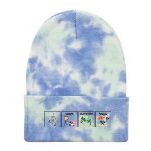 I Want Summer Break Teacher Hello Summer Vacation Tie Dye 12in Knit Beanie