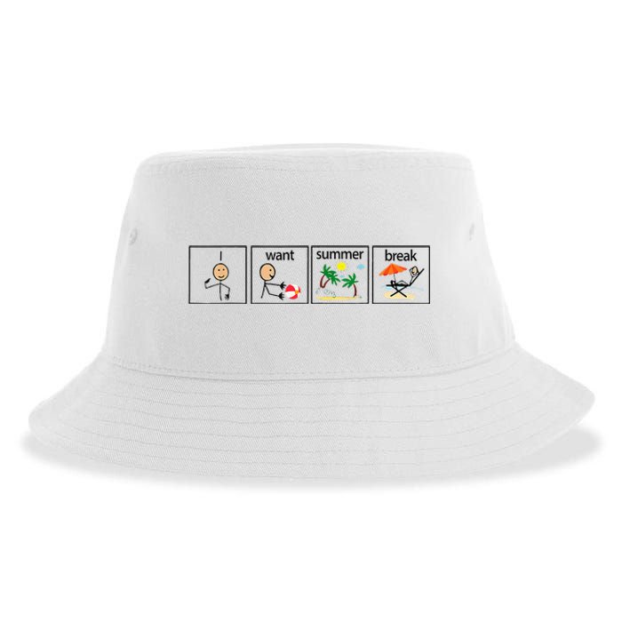 I Want Summer Break Teacher Hello Summer Vacation Sustainable Bucket Hat