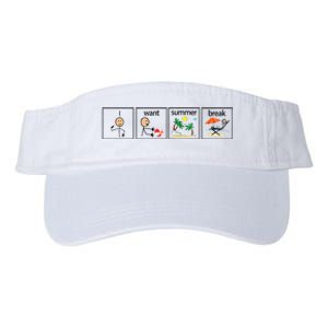 I Want Summer Break Teacher Hello Summer Vacation Valucap Bio-Washed Visor