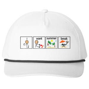 I Want Summer Break Teacher Hello Summer Vacation Snapback Five-Panel Rope Hat