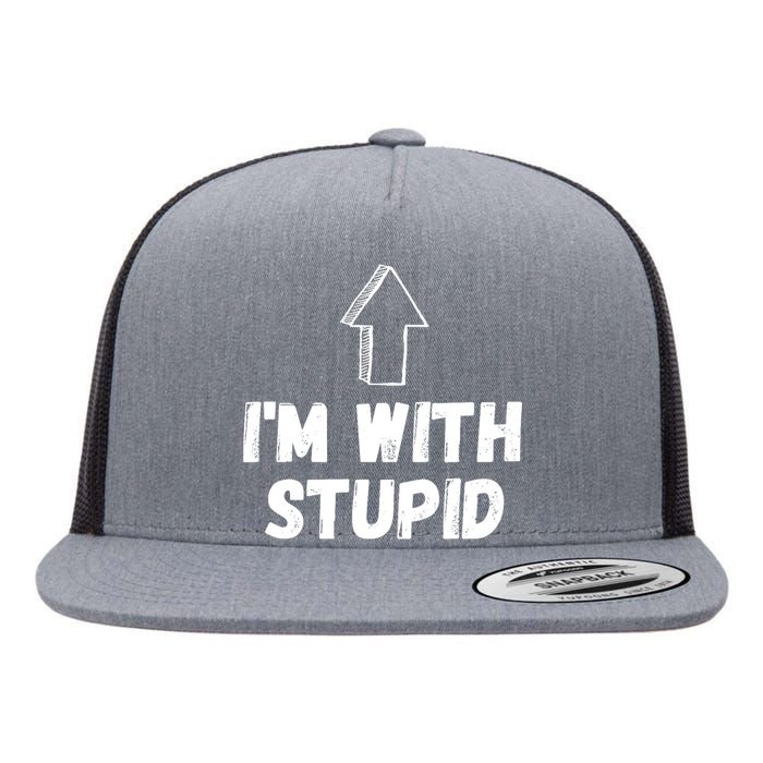 Im With Stupid Up Arrow Funny Joke Fun Costume Flat Bill Trucker Hat