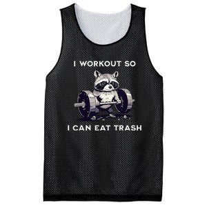 I Workout So I Can Eat Trash Funny Raccoon Gym Weightlifting Mesh Reversible Basketball Jersey Tank