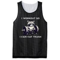 I Workout So I Can Eat Trash Funny Raccoon Gym Weightlifting Mesh Reversible Basketball Jersey Tank