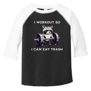 I Workout So I Can Eat Trash Funny Raccoon Gym Weightlifting Toddler Fine Jersey T-Shirt