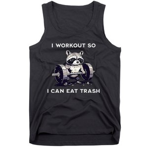 I Workout So I Can Eat Trash Funny Raccoon Gym Weightlifting Tank Top