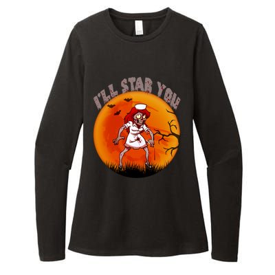 I Will Stab You Zombie Nurse Blood Halloween Scary Sunset Cool Gift Womens CVC Long Sleeve Shirt