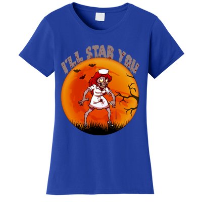 I Will Stab You Zombie Nurse Blood Halloween Scary Sunset Cool Gift Women's T-Shirt