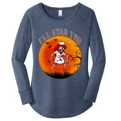 I Will Stab You Zombie Nurse Blood Halloween Scary Sunset Cool Gift Women's Perfect Tri Tunic Long Sleeve Shirt