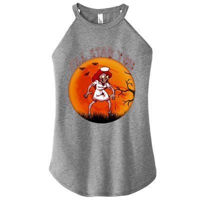 I Will Stab You Zombie Nurse Blood Halloween Scary Sunset Cool Gift Women’s Perfect Tri Rocker Tank