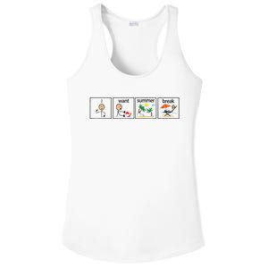 I Want Summer Break Teacher Last Day Of School Vacation Ladies PosiCharge Competitor Racerback Tank