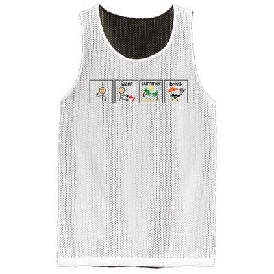 I Want Summer Break Teacher Last Day Of School Vacation Mesh Reversible Basketball Jersey Tank