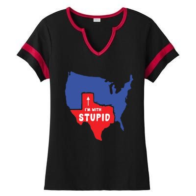 I'm With Stupid Ladies Halftime Notch Neck Tee