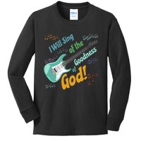 I Will Sing of the Goodness of God - guitar Kids Long Sleeve Shirt