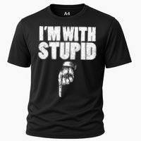 I'm With Stupid Pointing Down Finger Down I'm With Stupid Cooling Performance Crew T-Shirt