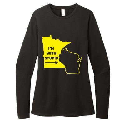 IM With Stupid Minnesota Wisconsin Rivalry Gift Womens CVC Long Sleeve Shirt