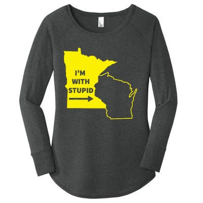 IM With Stupid Minnesota Wisconsin Rivalry Gift Women's Perfect Tri Tunic Long Sleeve Shirt