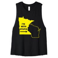 IM With Stupid Minnesota Wisconsin Rivalry Gift Women's Racerback Cropped Tank