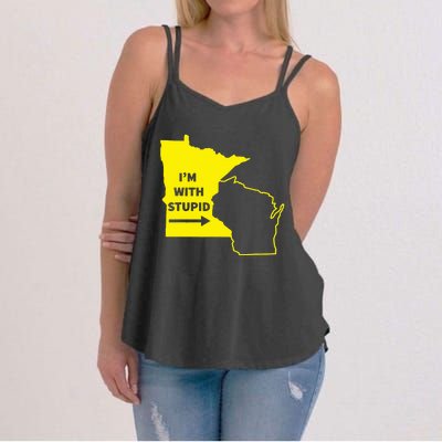 IM With Stupid Minnesota Wisconsin Rivalry Gift Women's Strappy Tank