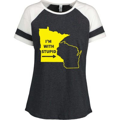 IM With Stupid Minnesota Wisconsin Rivalry Gift Enza Ladies Jersey Colorblock Tee