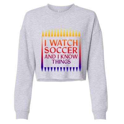 I Watch Soccer And I Know Things Mom Life Goalie Soccerlife Gift Cropped Pullover Crew