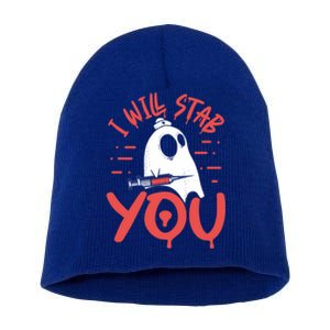 I Will Stab You Funny Ghost Nurse Halloween Nursing Gift Short Acrylic Beanie