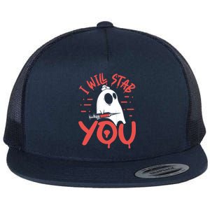 I Will Stab You Funny Ghost Nurse Halloween Nursing Gift Flat Bill Trucker Hat