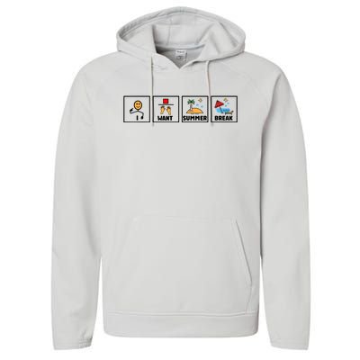 I Want Summer Break Performance Fleece Hoodie