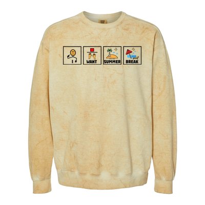 I Want Summer Break Colorblast Crewneck Sweatshirt