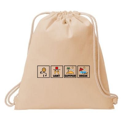 I Want Summer Break Drawstring Bag