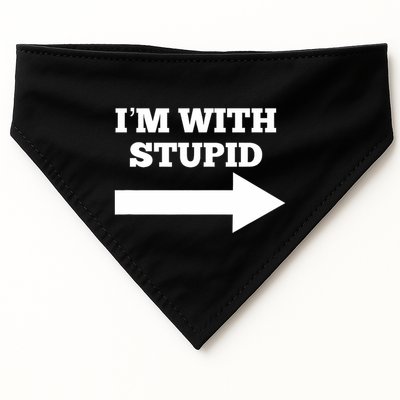 IM With Stupid Arrow Pointing Right Funny IM With Stupid USA-Made Doggie Bandana