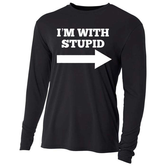 IM With Stupid Arrow Pointing Right Funny IM With Stupid Cooling Performance Long Sleeve Crew