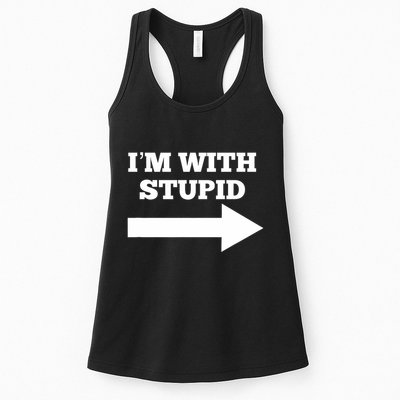 IM With Stupid Arrow Pointing Right Funny IM With Stupid Womens Tank Top