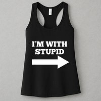 IM With Stupid Arrow Pointing Right Funny IM With Stupid Womens Tank Top
