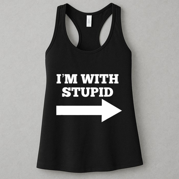 IM With Stupid Arrow Pointing Right Funny IM With Stupid Womens Tank Top