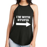 IM With Stupid Arrow Pointing Right Funny IM With Stupid Women's Perfect Tri Rocker Tank