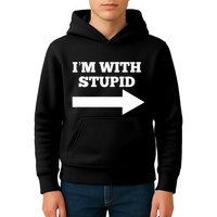 IM With Stupid Arrow Pointing Right Funny IM With Stupid Kids Hoodie
