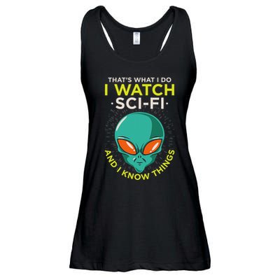 I Watch Sci Fi And I Know Things Ladies Essential Flowy Tank